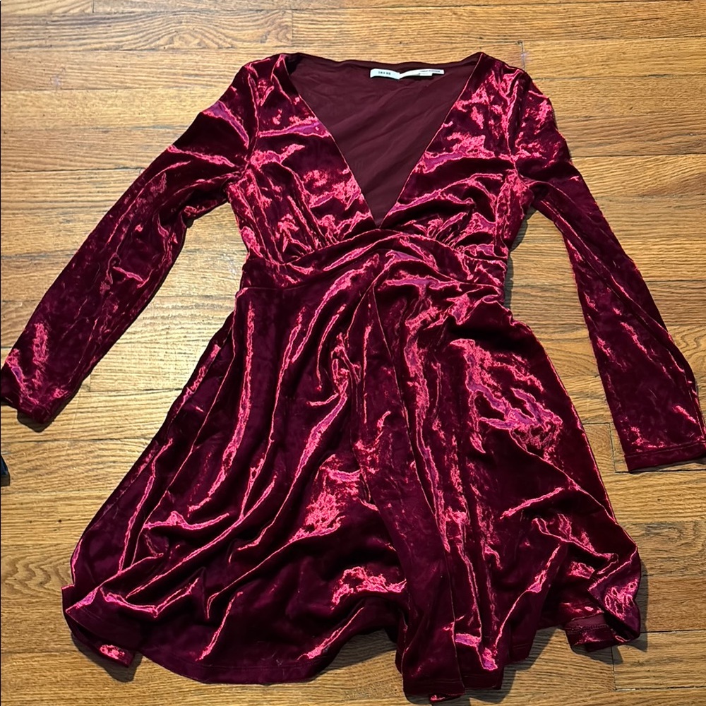 Velvet Burgundy Long Sleeve Dress